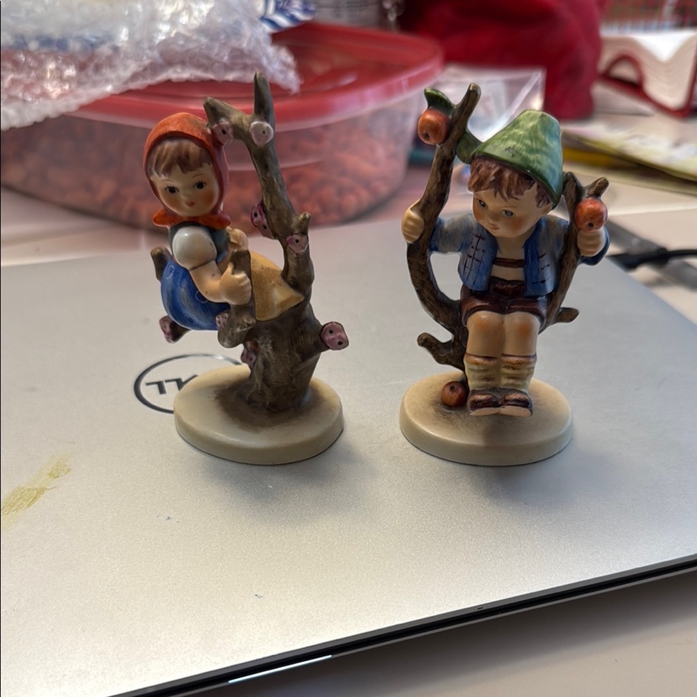 Charming Boy and Girl Figurines on Tree Branch
